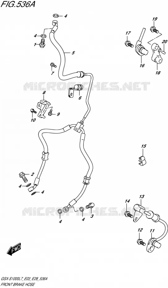 TUBO DI FRENO ANTERIORE (GSX-S1000L7 E33) Suzuki MOTO 1000 GSX-S 2017  GSX-S1000A L7 (E03,E28,E33)