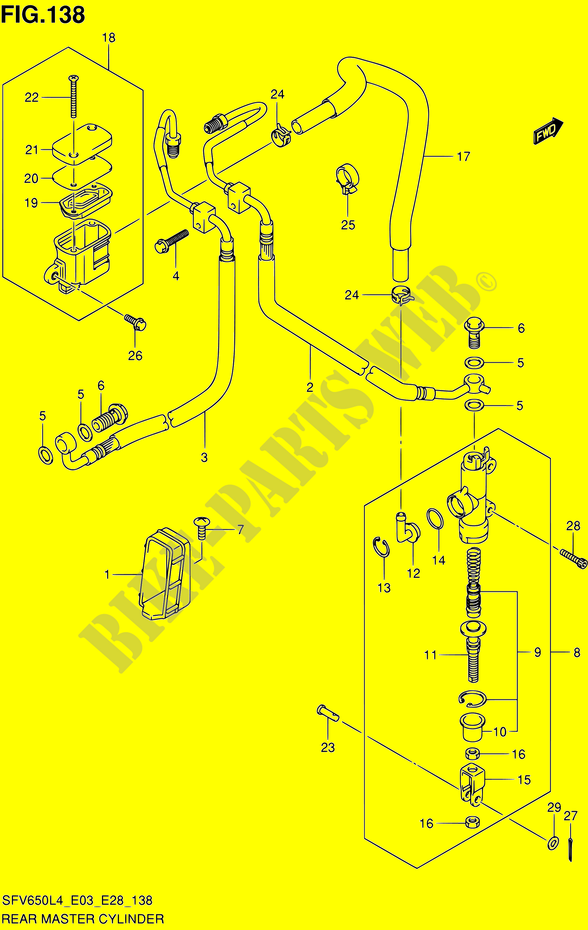POMPA FRIZIONE POSTERIORE (SFV650AL4 E28) per Suzuki GLADIUS 650 2014
