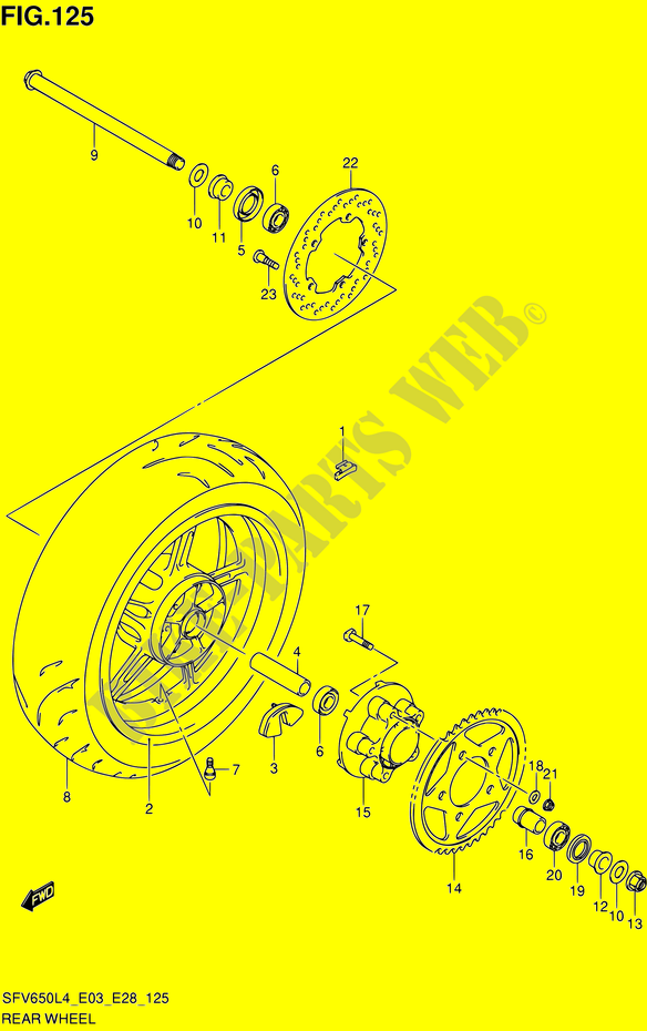 RUOTA POSTERIORE (SFV650L4 E03) per Suzuki GLADIUS 650 2014