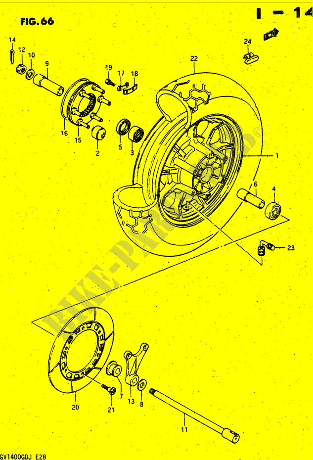 RUOTA POSTERIORE (MODELLO G F.NO.103765~/MODELLO H per Suzuki CAVALCADE 1400 1988