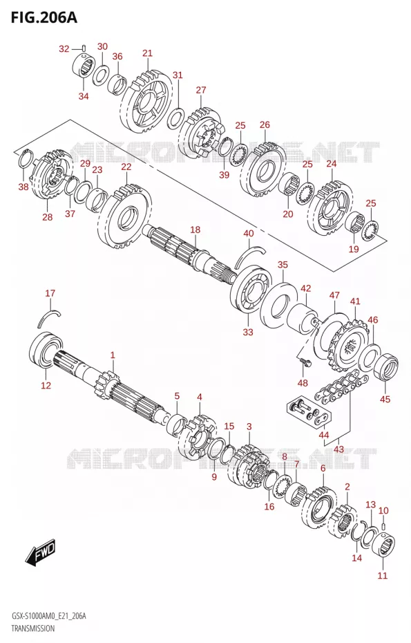 TRASMISSIONE Suzuki MOTO 1000 GSX-S 2020  GSX-S1000A M0 / GSX-S1000ZA M0 (E21)