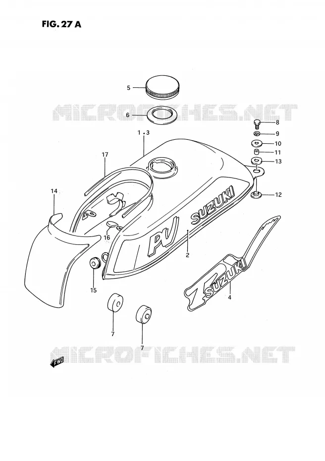 SERBATOIO CARBURANTE (MODELLO L/M/R) Suzuki MOTO 50 PV 1999  PV50X(E15)