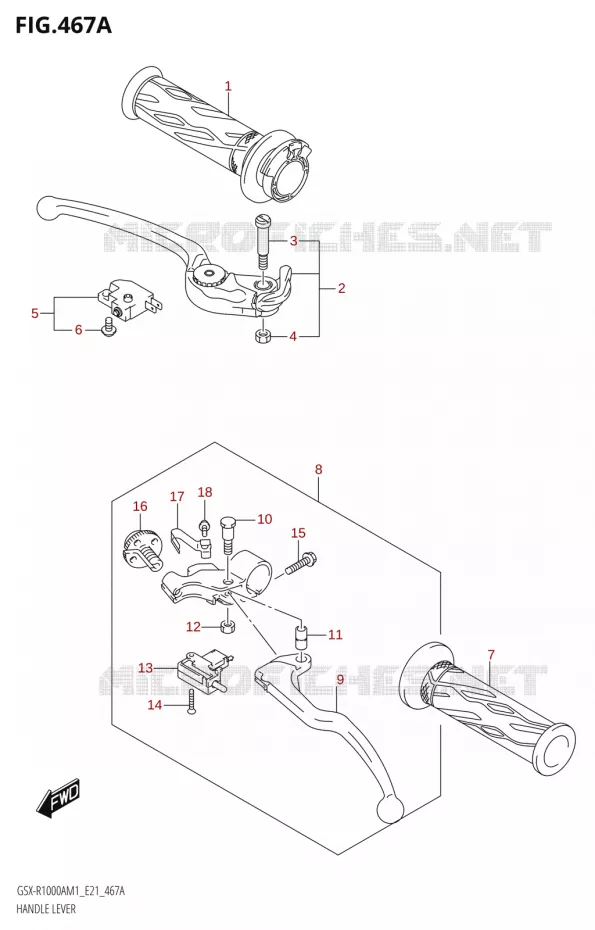 LEVA - MANOPOLA Suzuki MOTO 1000 GSX-R 2021  GSX-R1000A M1 /​ GSX-R1000ZA M1