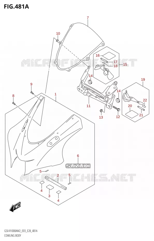 CUPOLINO CARENA ANTERIORE (GSX-R1000A) Suzuki MOTO 1000 GSX-R 2022  GSX-R1000A M2 (E03 E28)