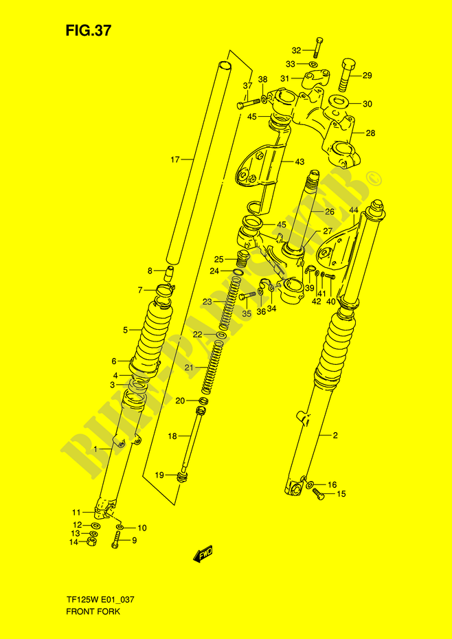FORCELLA ANTERIORE (MODELLO X ~F.NO.126489) per Suzuki Autres-modeles 125 1998