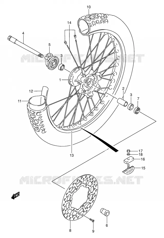 RUOTA ANTERIORE (MODELLO K1/K2/K3/K4) Suzuki MOTO 250 DR-Z 2002  DR-Z250K2(E3/E28)