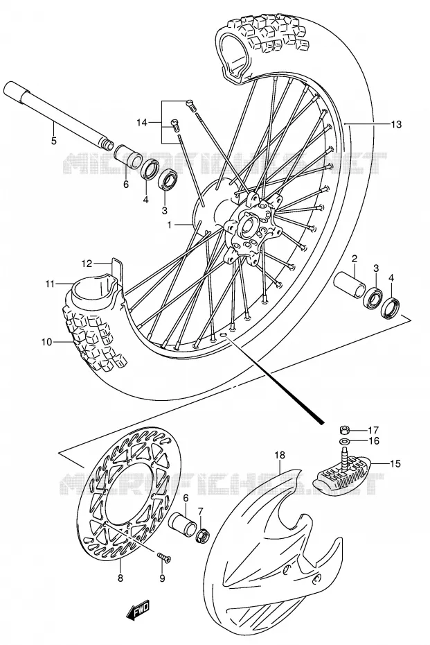 RUOTA ANTERIORE (MODELLO K5/K6) Suzuki MOTO 125 RM 2006  RM125 K6 (E03,E28,E33)