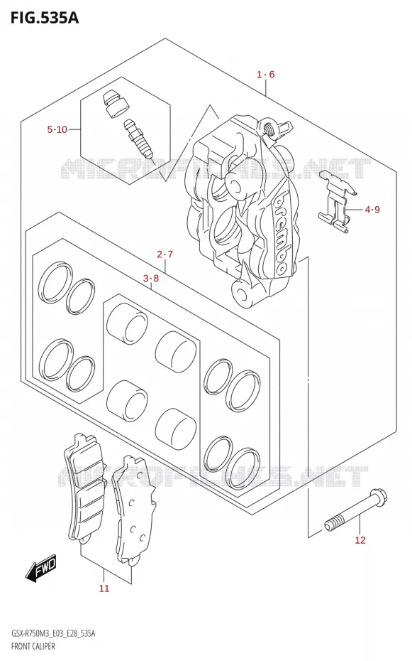 ANTERIORE PINZA Suzuki MOTO 750 GSX-R 2023  GSX-R750 M3 (E03,E28,E33)