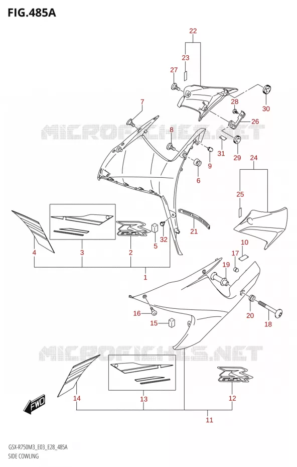 CARENATURA LATERALE (GSX-R750) Suzuki MOTO 750 GSX-R 2023  GSX-R750 M3 (E03,E28,E33)