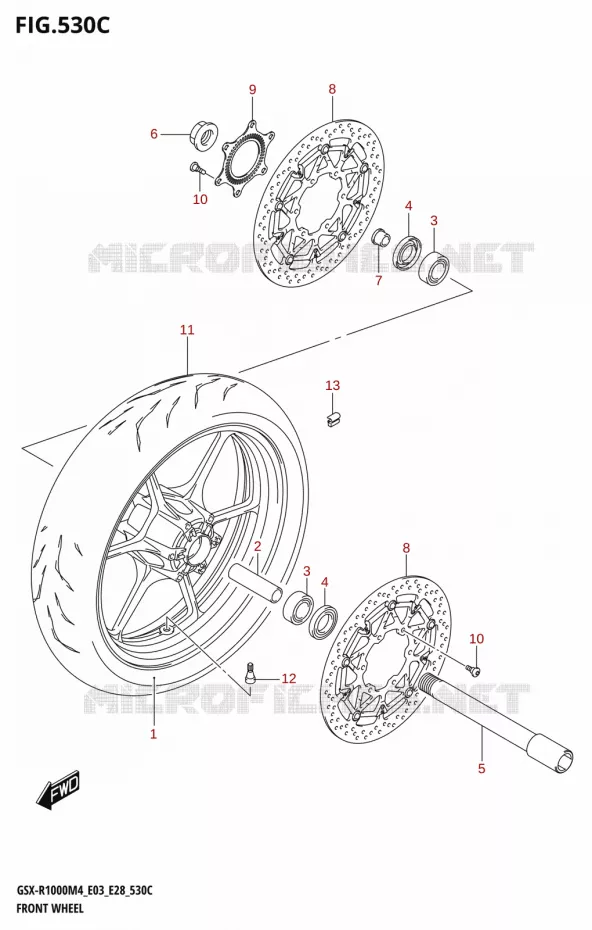 RUOTA ANTERIORE (GSX-R1000RZA) Suzuki MOTO 1000 GSX-R 2024  GSX-R1000A M4 E03 E28 E33