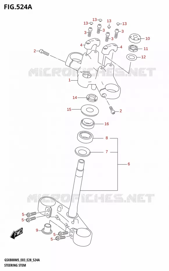 COLONNA DELLO STERZO Suzuki MOTO 800 GSX 2025  GSX800RQM5 E28 2025 M5 (E28)