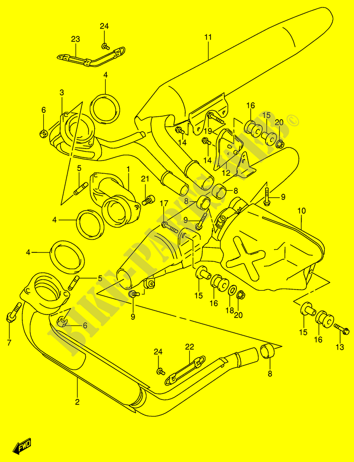 SCAPPAMENTO (MODELLO K1/K2/K3/K4) per Suzuki INTRUDER 1500 2001