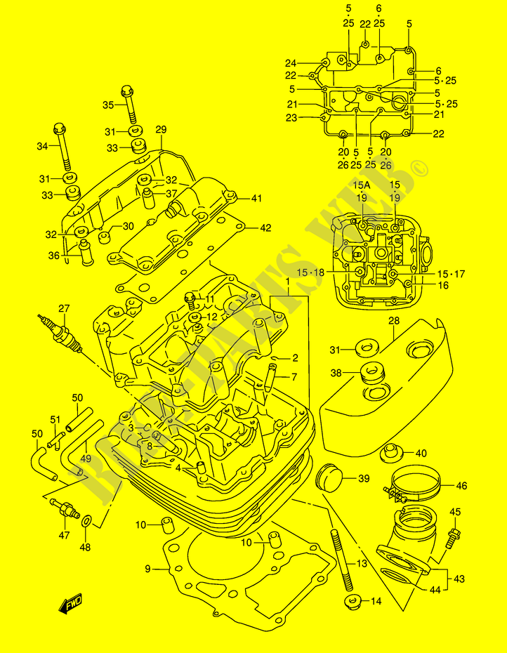 TESTA CILINDRO (FRONT) (MODELLO K1/K2/K3/K4) per Suzuki INTRUDER 1500 2001