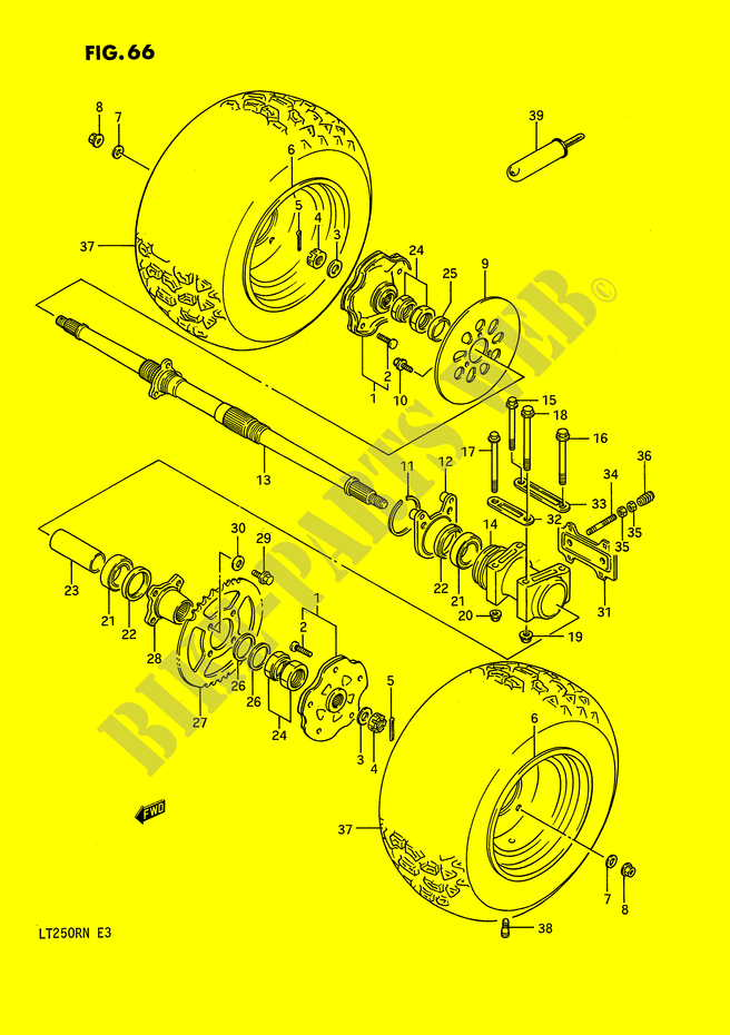 RUOTA POSTERIORE (MODELLO H/J/K/L/M/N) per Suzuki QUADRACER 250 1985