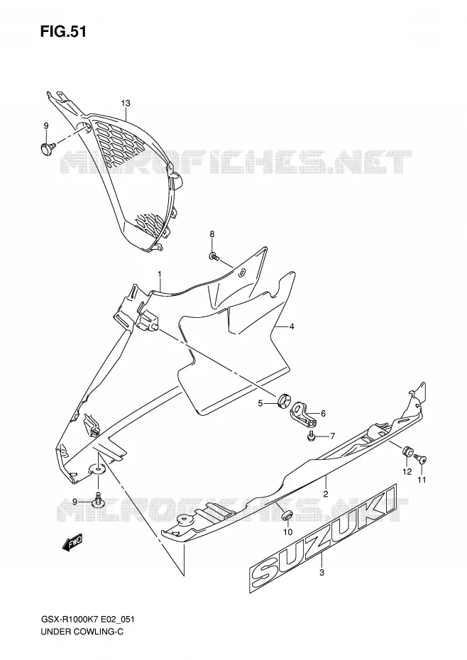 CARENATURA INFERIORE (MODEL K7) Suzuki MOTO 1000 GSX-R 2008  GSX-R1000U2K8(E2)