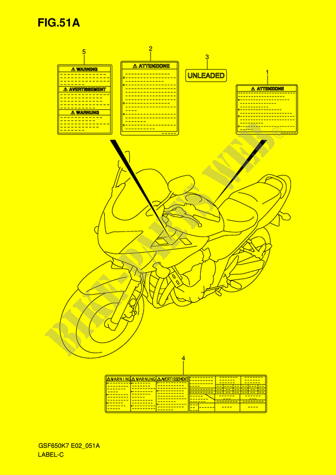 ETICHETTA (MODEL K8) per Suzuki BANDIT 650 2007