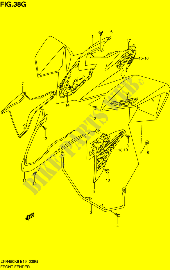 PARAFANGO ANTERIORE (LT R450ZL0) per Suzuki QUADRACER 450 2007