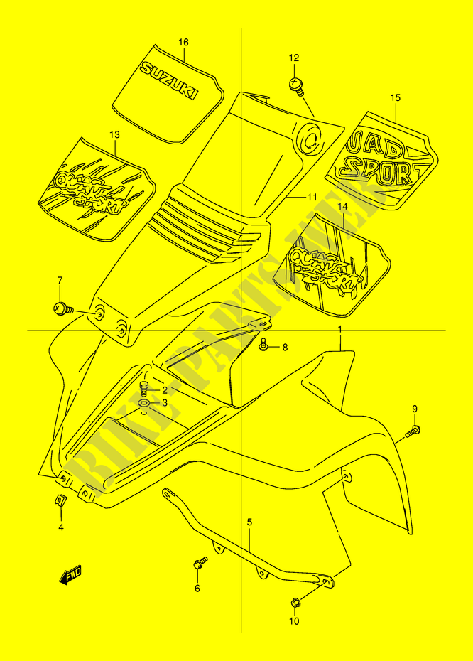  PARAFANGO ANTERIORE (MODELLO T/V/W/X/Y) per Suzuki QUADSPORT 80 2000