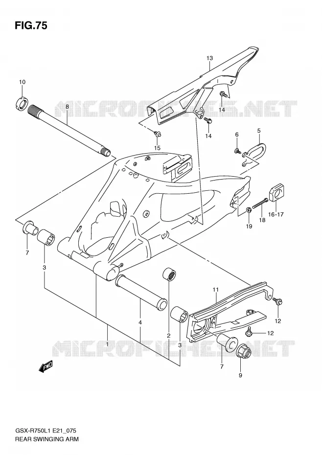 BRACCIO OSCILLANTE POSTERIORE Suzuki MOTO 750 GSX-R 2011  GSX-R750UFL1(E21)