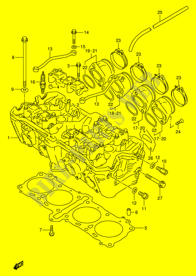TESTA CILINDRO (MODELLO S/T/V/W) per Suzuki GSX-R 1100 1994
