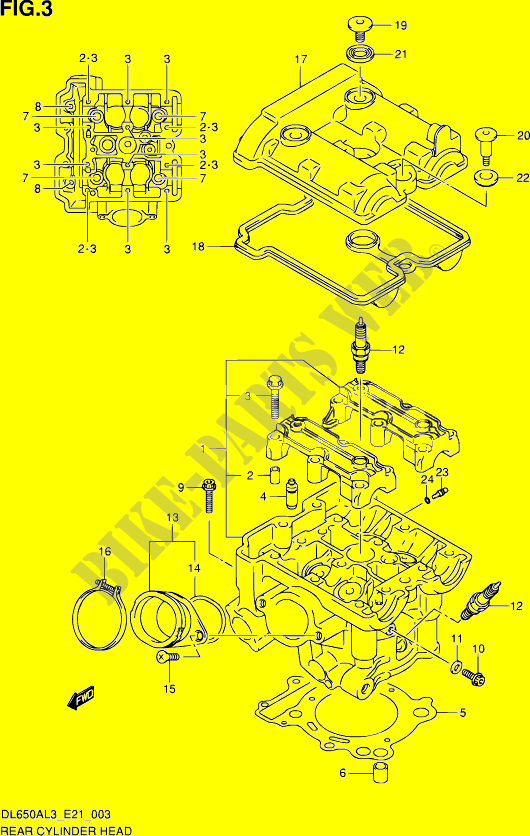 TESTA CILINDRO POSTERIORE per Suzuki V-STROM 650 2014