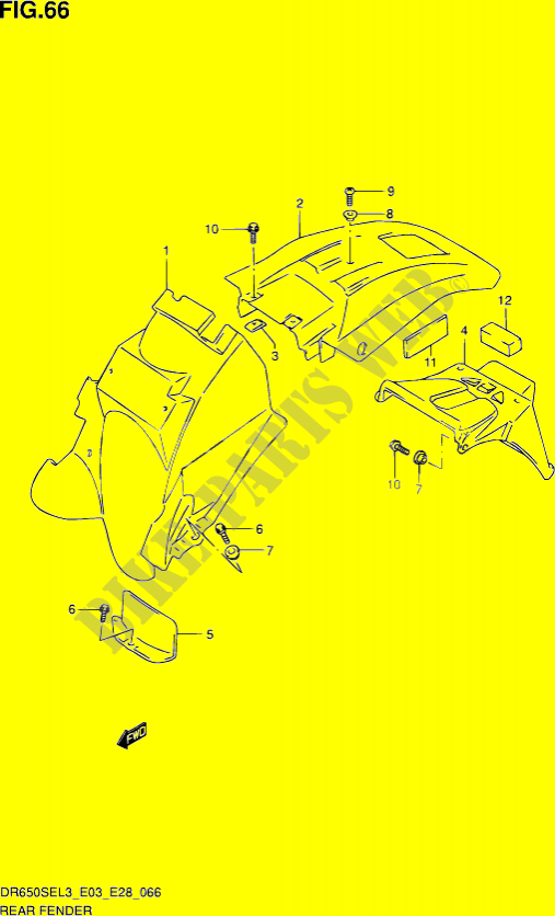 PARAFANGO POSTERIORE (DR650SEL3 E33) per Suzuki DR 650 2013
