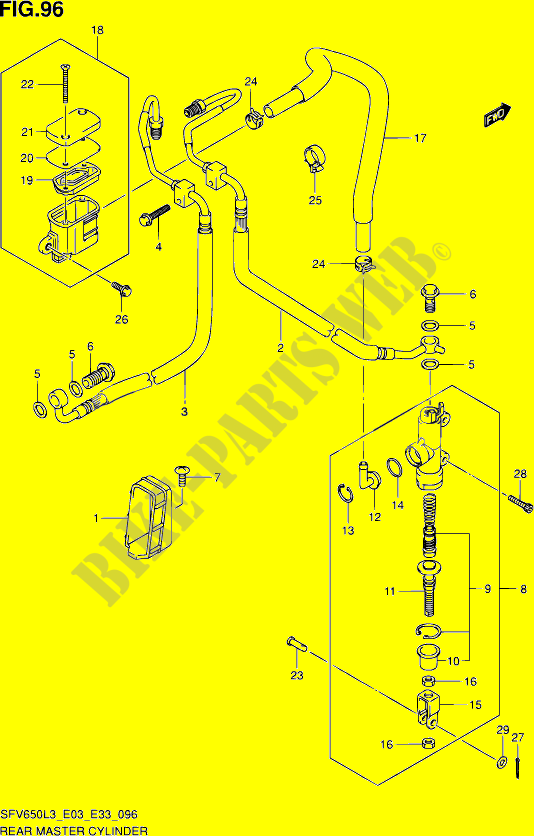 CILINDRO PRINCIPALE POSTERIORE (SFV650AL3 E33) per Suzuki GLADIUS 650 2013