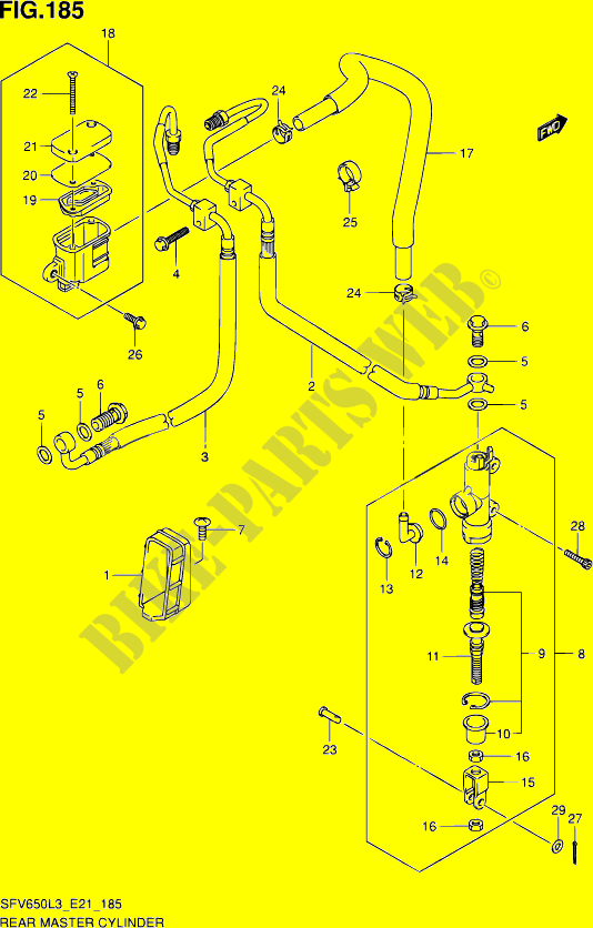 CILINDRO PRINCIPALE POSTERIORE (SFV650AL3 E21) per Suzuki GLADIUS 650 2014