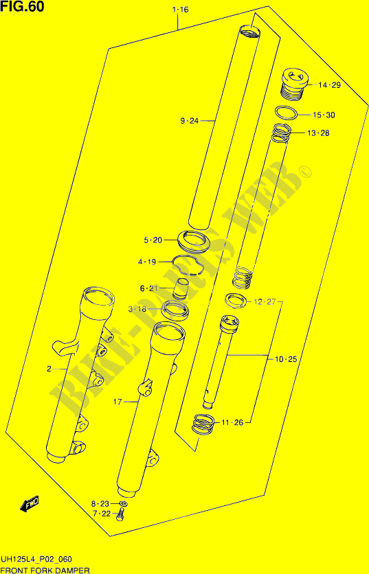 AMMORTIZZATORE FORCELLA ANTERIORE (UH125AL4 P19) per Suzuki BURGMAN 125 2014