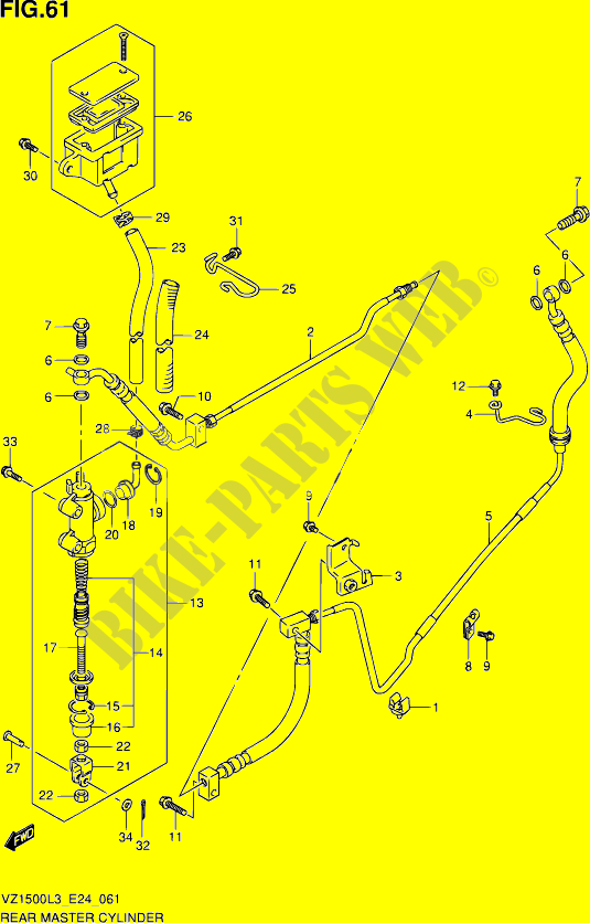 CILINDRO PRINCIPALE POSTERIORE per Suzuki BOULEVARD 1500 2013