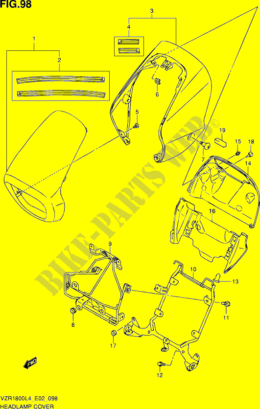 COPERTURA FARO (VZR1800ZUFL4 E19) per Suzuki INTRUDER 1800 2014