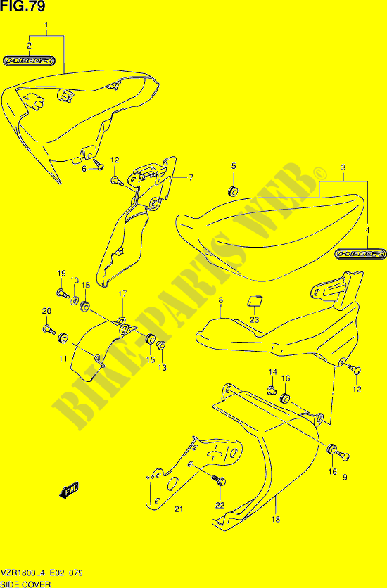 COPERTURA LATERALE  (VZR1800L4 E02) per Suzuki INTRUDER 1800 2014