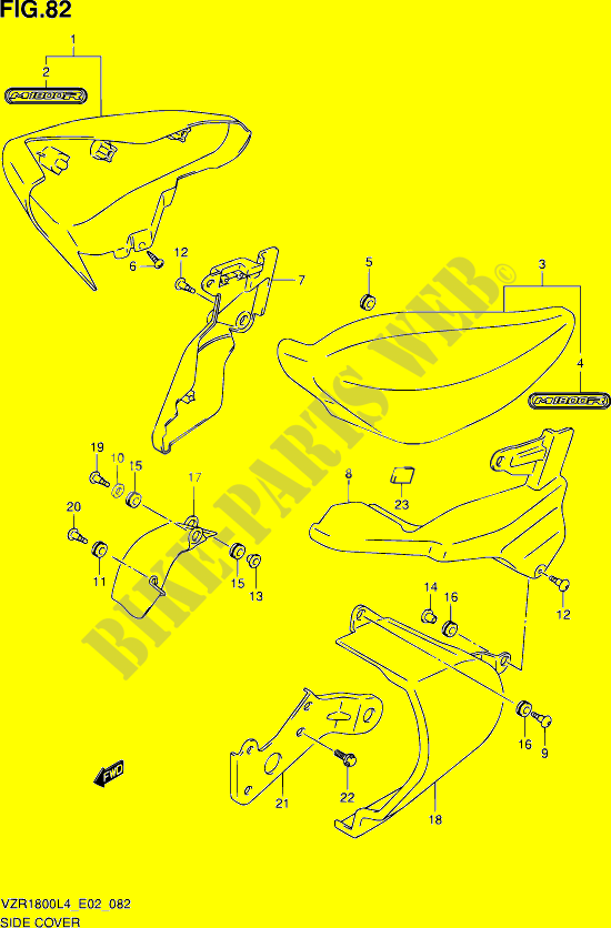 COPERTURA LATERALE  (VZR1800ZL4 E02) per Suzuki INTRUDER 1800 2014