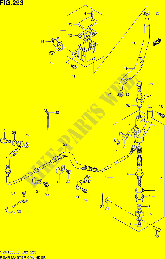 CILINDRO PRINCIPALE POSTERIORE (VZR1800L3 E19) per Suzuki INTRUDER 1800 2013
