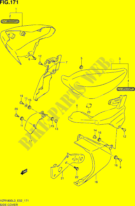 COPERTURA LATERALE  (VZR1800L3 E19) per Suzuki INTRUDER 1800 2013