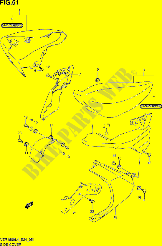 COPERTURA LATERALE  (VZR1800ZL4 E24) per Suzuki INTRUDER 1800 2014